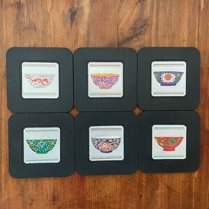 Set of 6 Chinese theme square coasters
